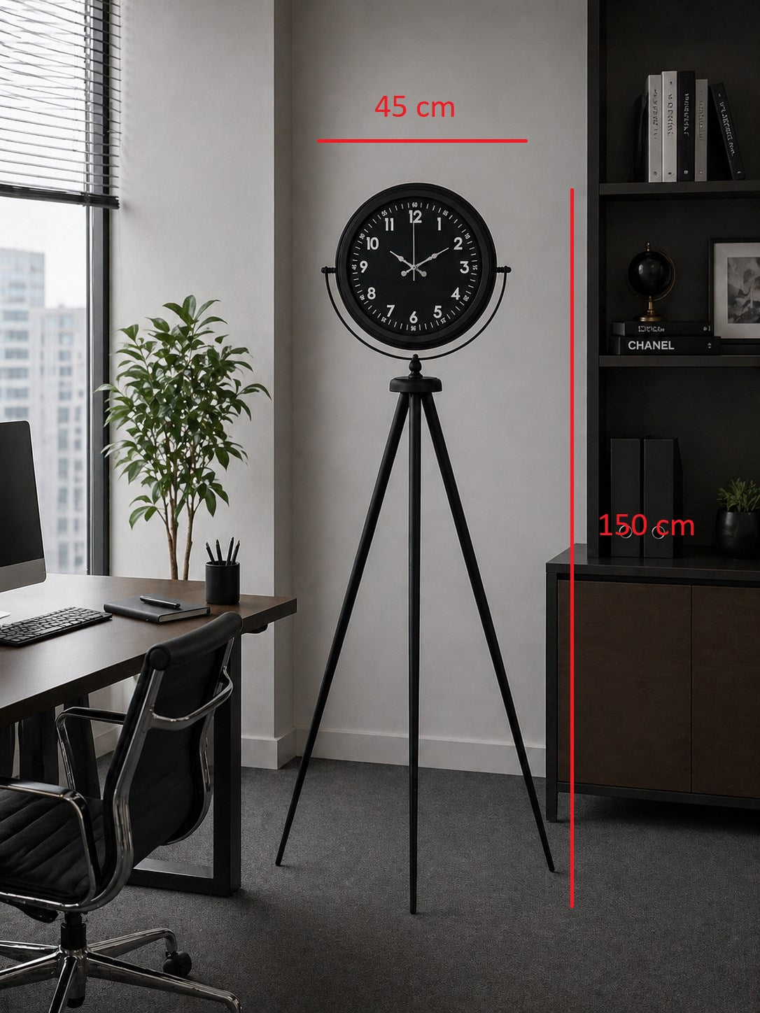 Royal Black Tripod Ayaklı Modern Tasarım Saat