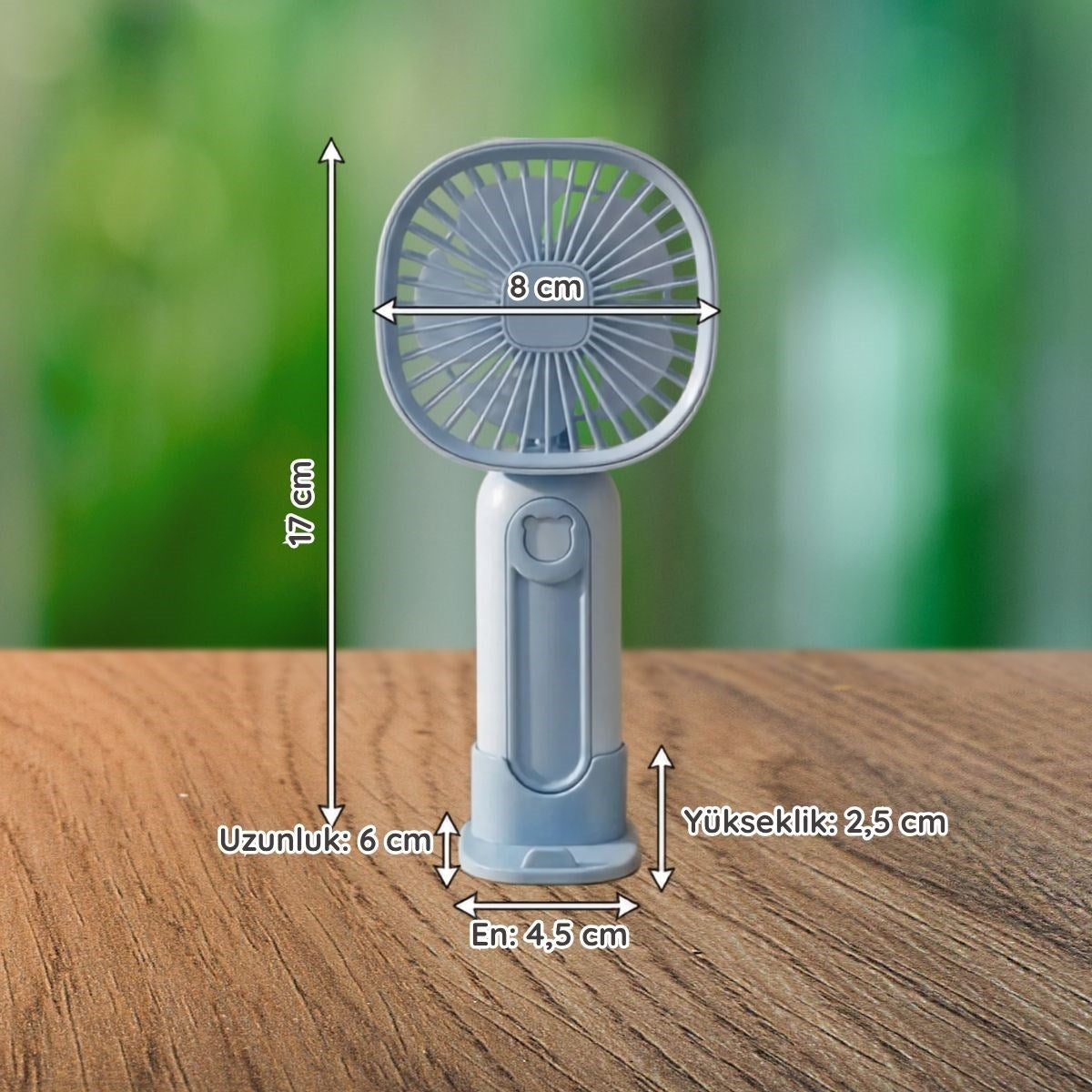 BUFFER® 3 Kademeli Telefon Tutuculu Standlı Mini Fan – Tuşu Ayı Figürlü Masaüstü ve EldeKullanılabilen Taşınabilir Fan EKL30