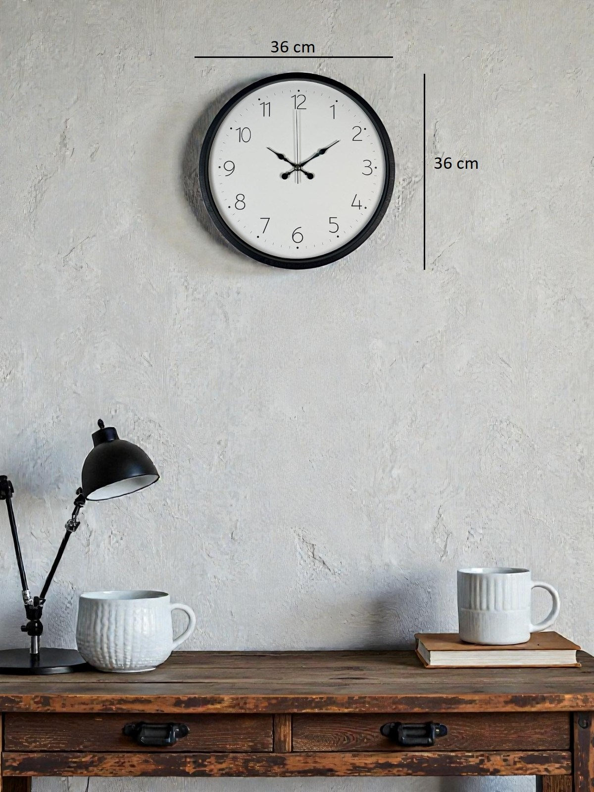 36 Cm Siyah Dekoratif Duvar Saati
