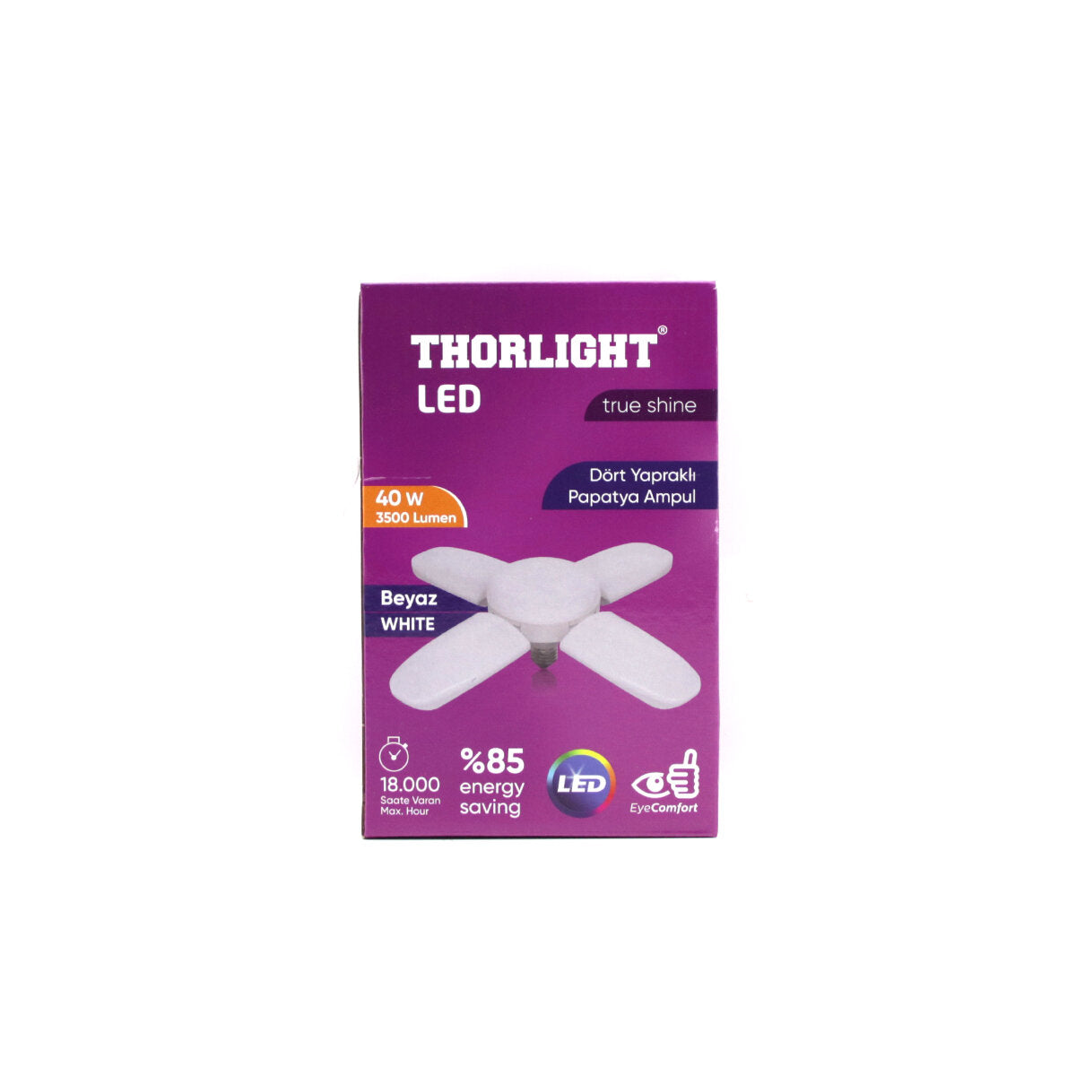 1+4 KOLLU - YAPRAKLI PERVANE MODELİ PAPATYA BEYAZ LED LAMBA AMPUL 40W - E27 P-6040B (5643)