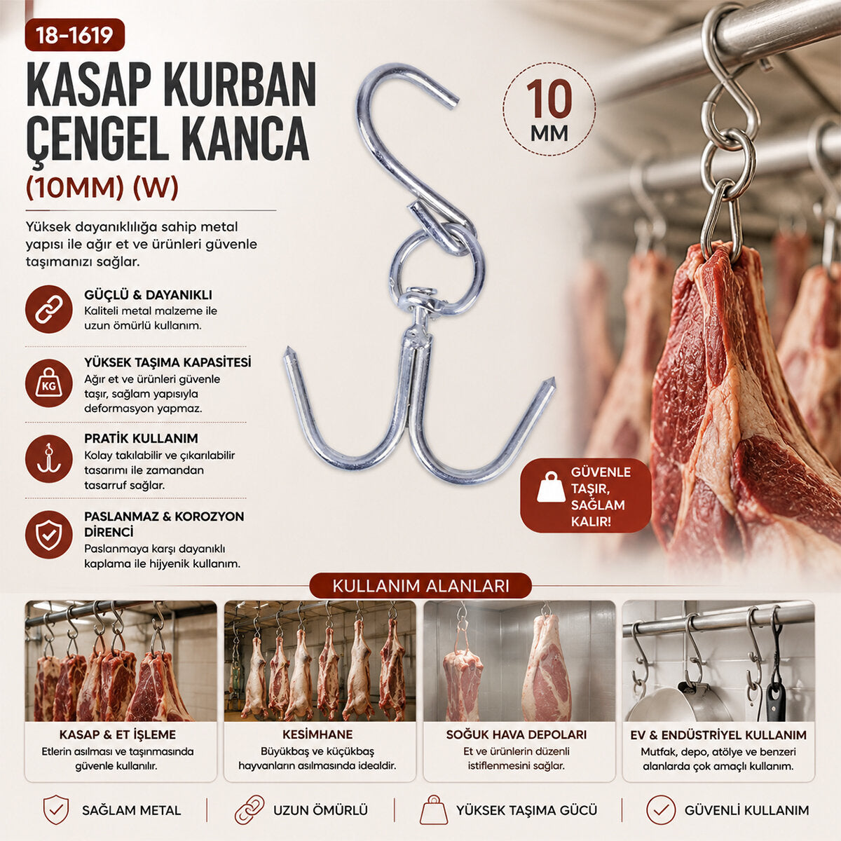 10 ADET 10MM W KASAP KURBAN ÇENGEL KANCA (5643)