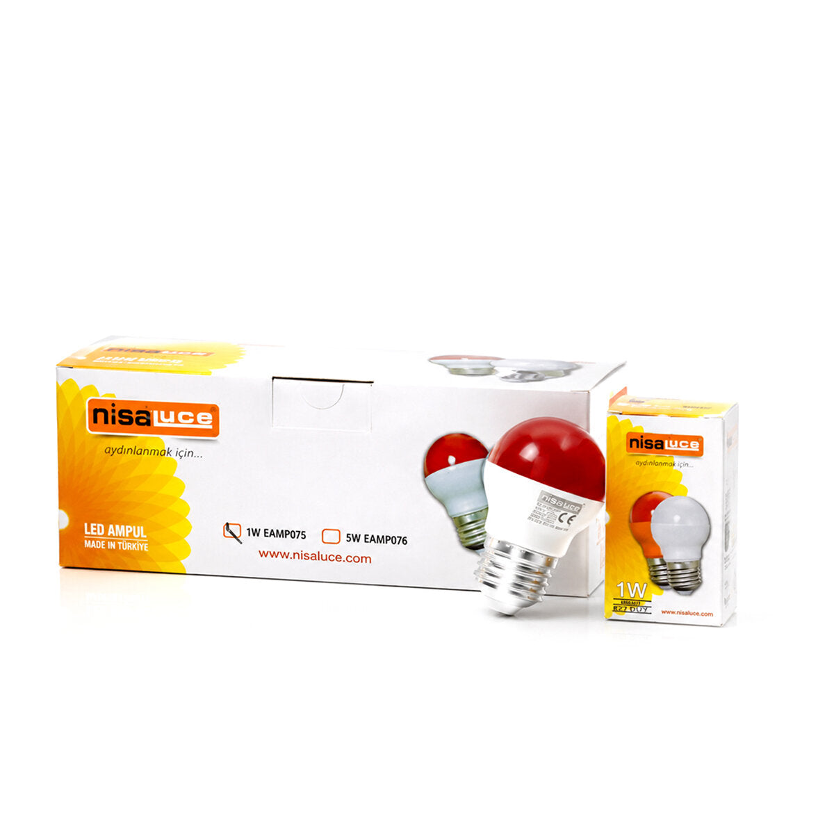 10 ADET 1W E27 KIRMIZI YUVARLAK GECE LAMBASI LED AMPUL EAMP-075 (5643)