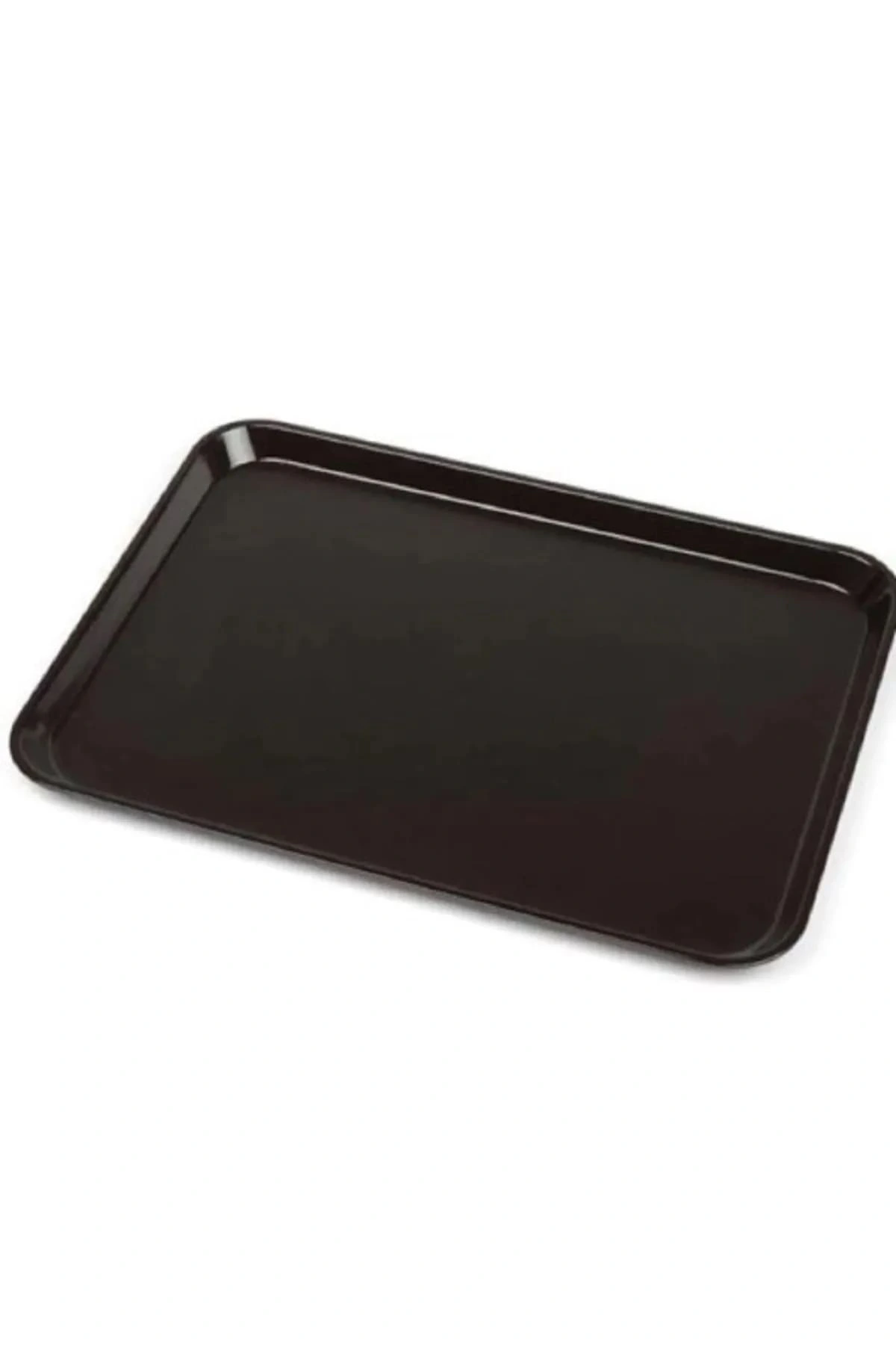 10 Adet Siyah Midi Boy Plastik Servis Tepsisi Kırılmaz Lokanta Büfe Fast Food Kullanım (44x32 Cm)