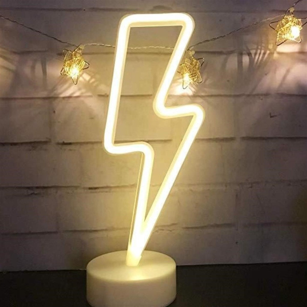 Dekoratif Şimşek Şeklinde Pilli Neon Led Lamba Süs Masa Lambası (5643)