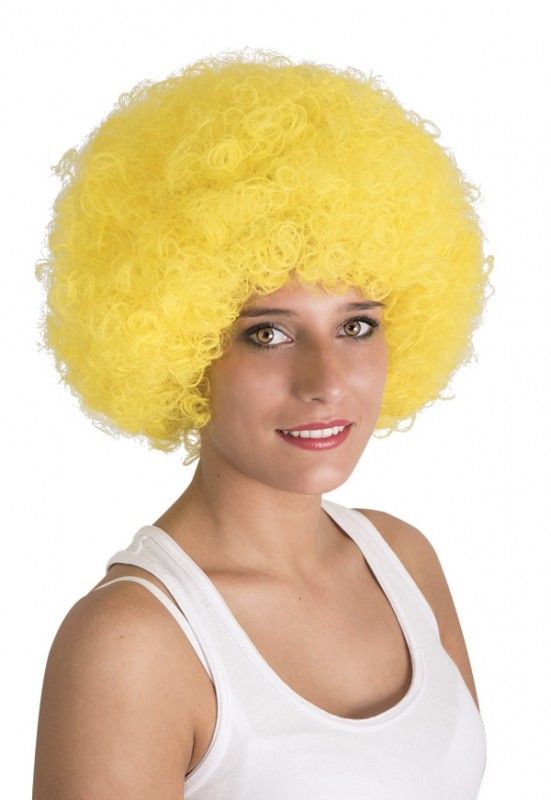 Sarı Renk Kıvırcık Afro Bonus Peruk (5643)