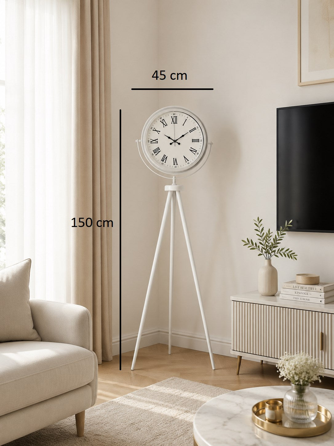 Platin Classic White Roma Tripod Ayaklı Saat