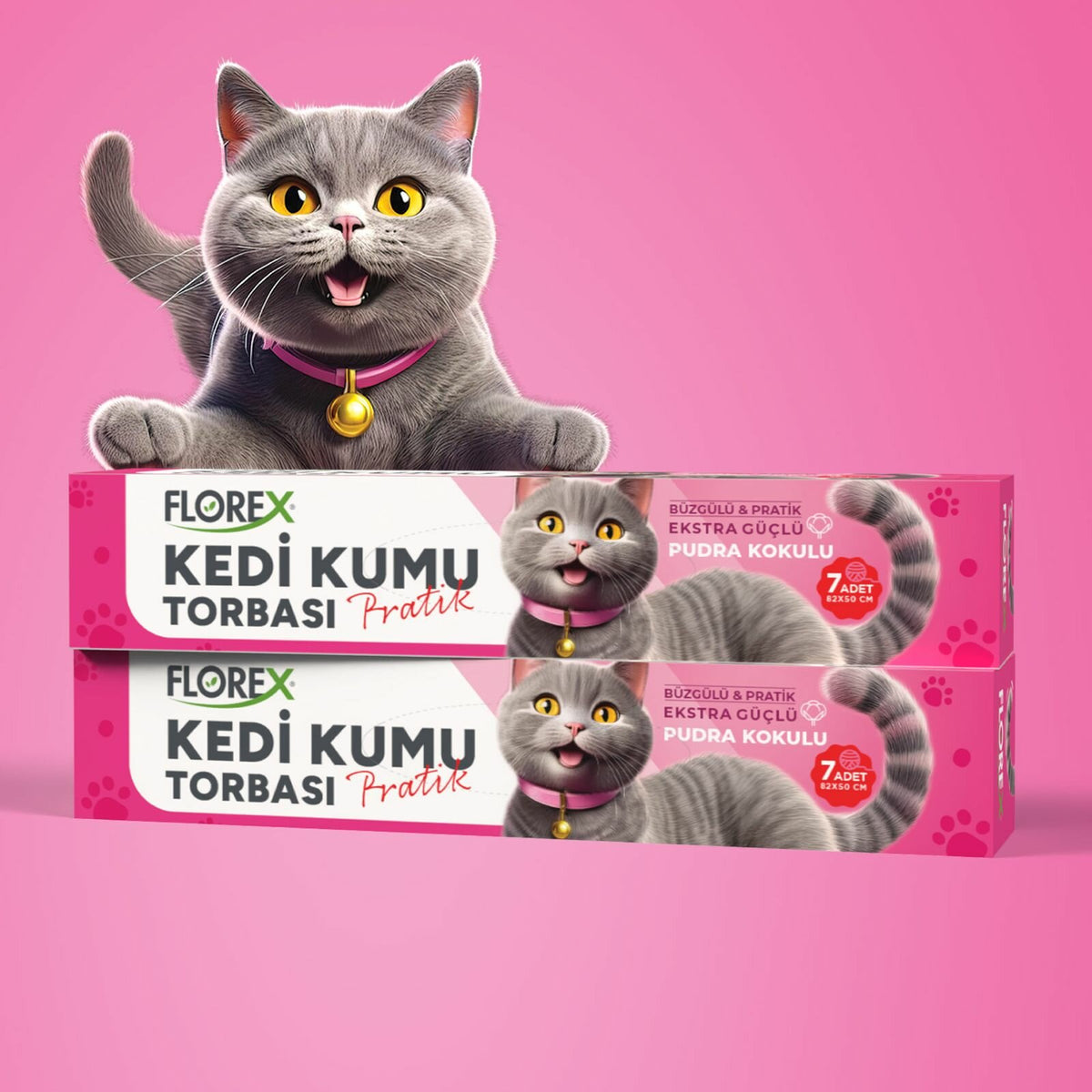 140 ADET KEDİ - EVCİL HAYVAN KUMU TORBASI PRATİK PUDRA KOKULU BÜZGÜLÜ - EXTRA GÜÇLÜ 82X50CM (5643)