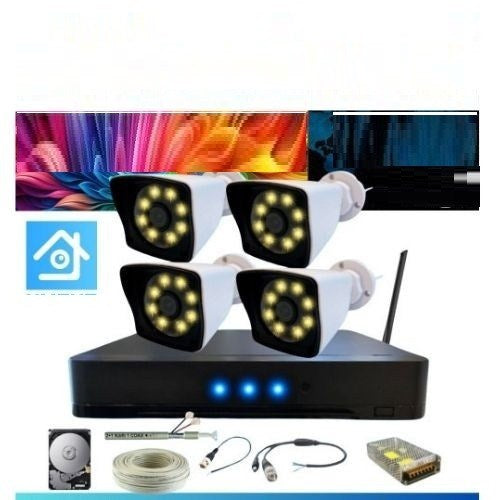 5 Mp Lens 2 Mp 1080P Gece Renkli 4 Kameralı Wıfı Özellikli Kamera Seti 2 Tb HDD