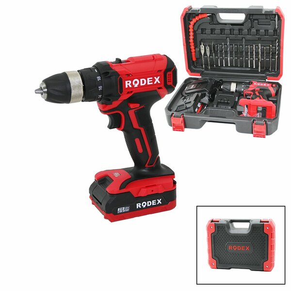 2 KADEME HIZ - VİTES ŞARJLI=ÇİFT BATARYA 17PCS UÇLU MATKAP 0-350 / 0-1350 RPM 21V/2.0A LI-ION RDX-3375A (5643)