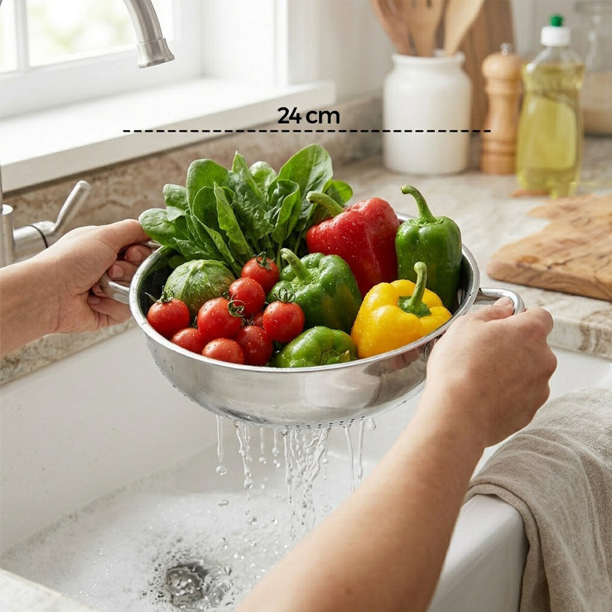 24CM BASIK SÜZEK METAL SÜZGEÇ KULPLU (5643)