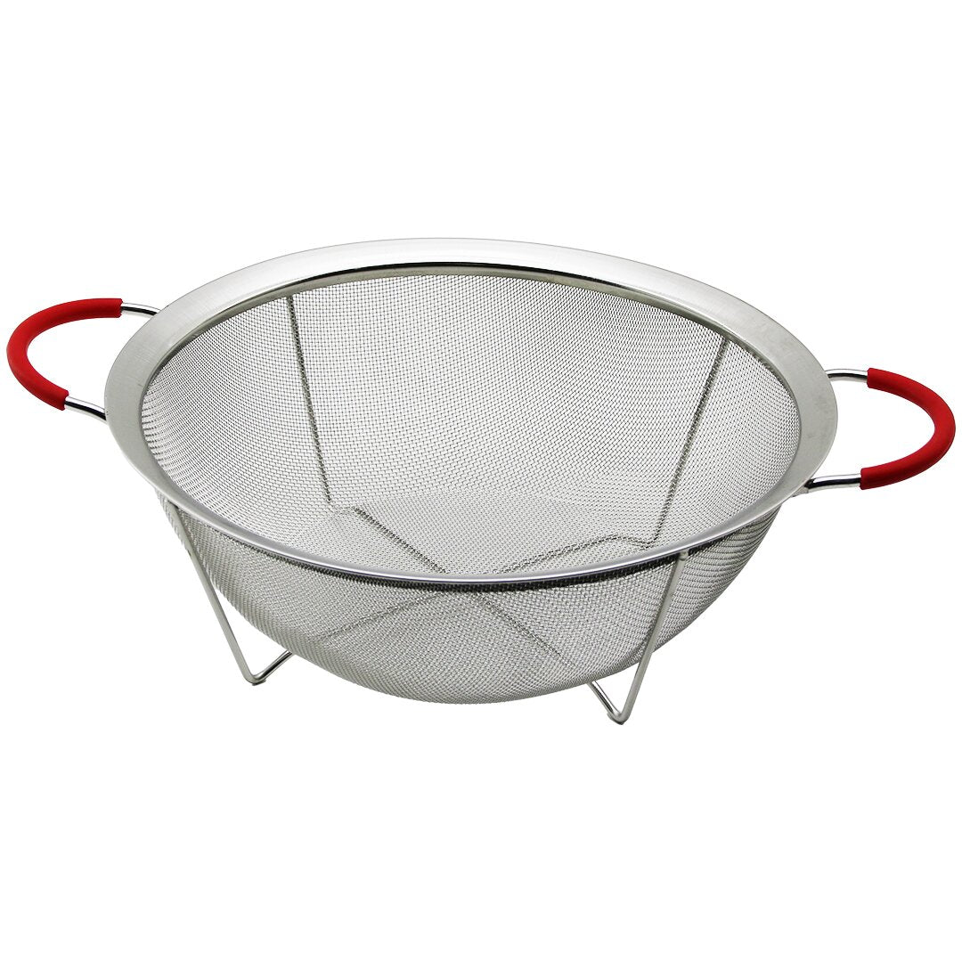28CM TEL SEPET METAL SÜZGEÇ SİLİKON KILIFLI KULP METAL ÇERÇEVE - AYAK (5643)