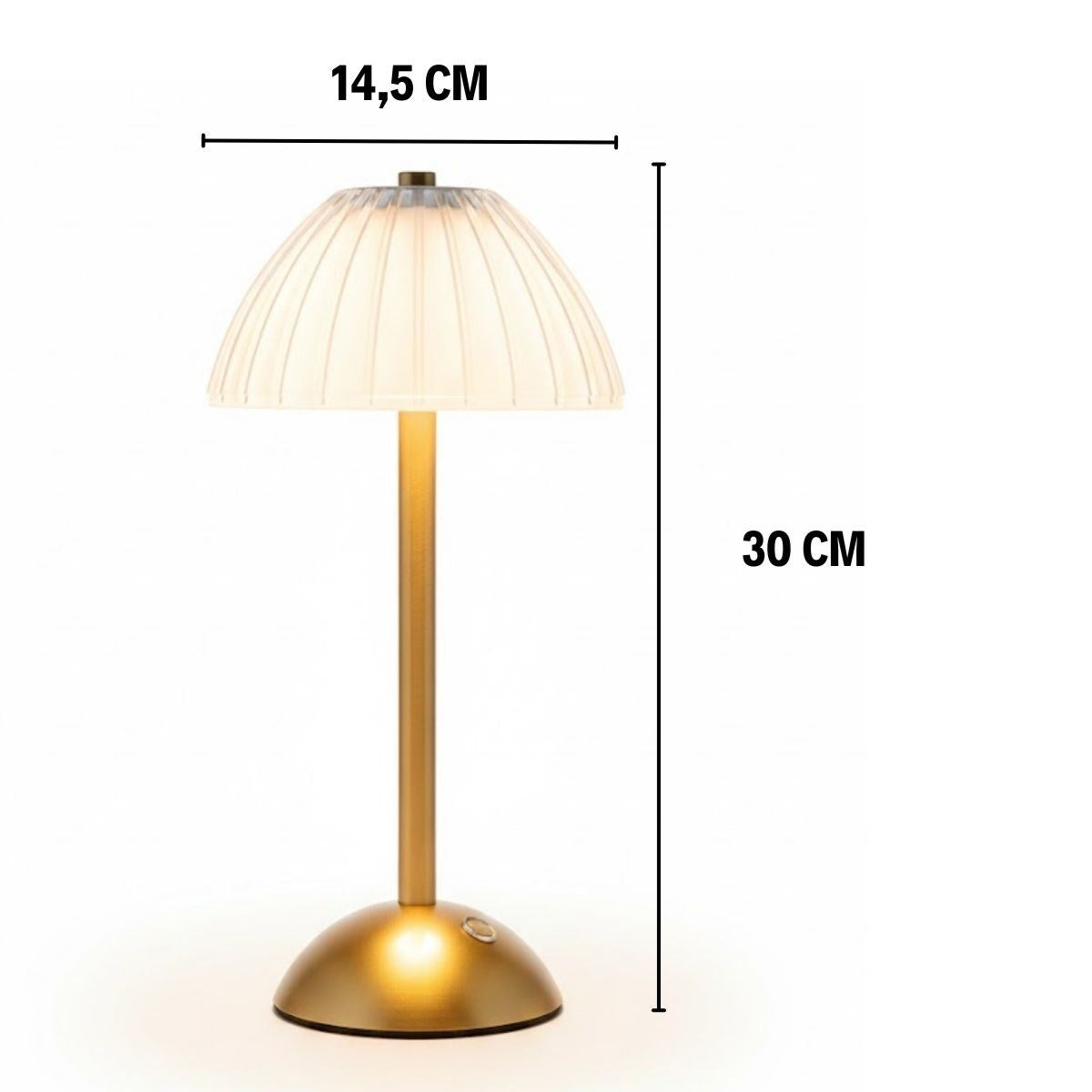 BUFFER® Uzun Mantar Çizgili Model LED Masa Lambası – Dokunmatik, 3 Renk Işık Modlu, Şarjlı Dekoratif Gece Lambası