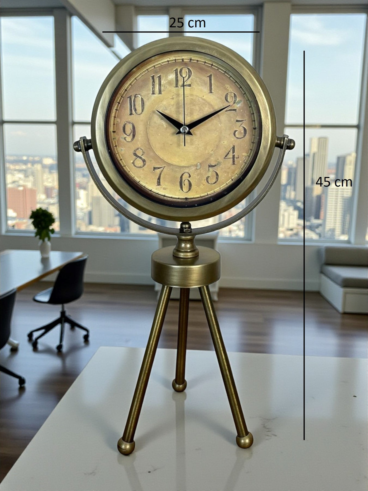 Eskitme Vintage Üç Ayaklı Masa Saati