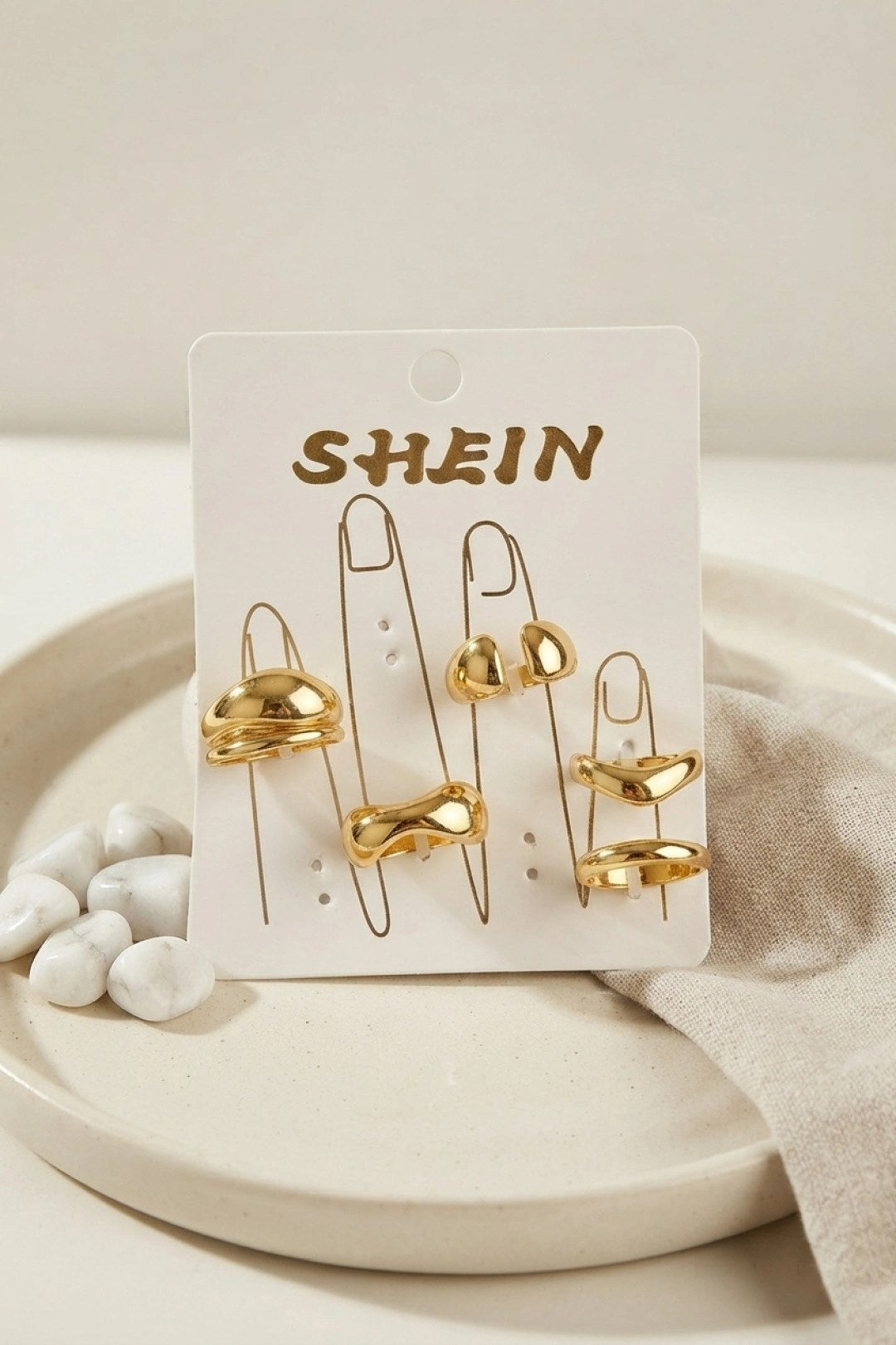 Gold Renk Pirinç Bohem Yüzük Kombini BYK4270