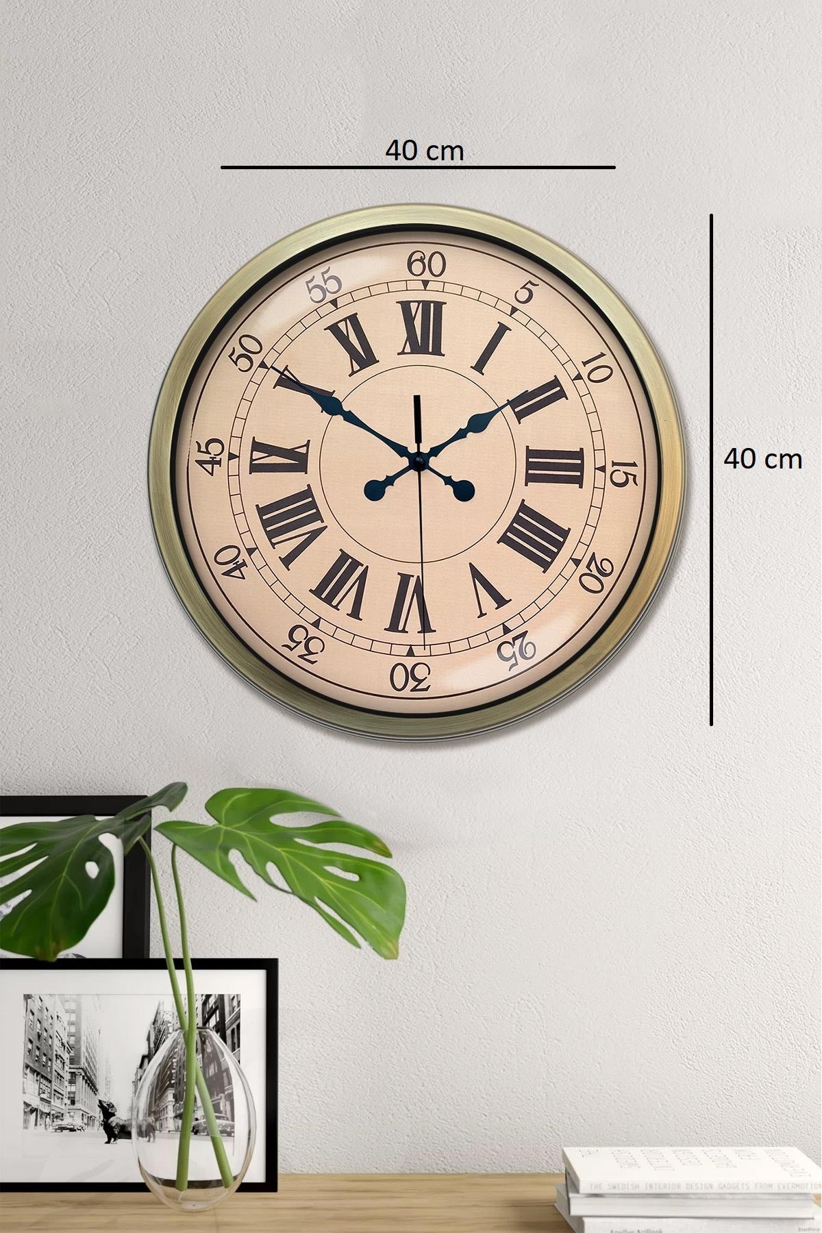 Nostalji Stil 40 Cm Metal Eskitme Duvar Saati