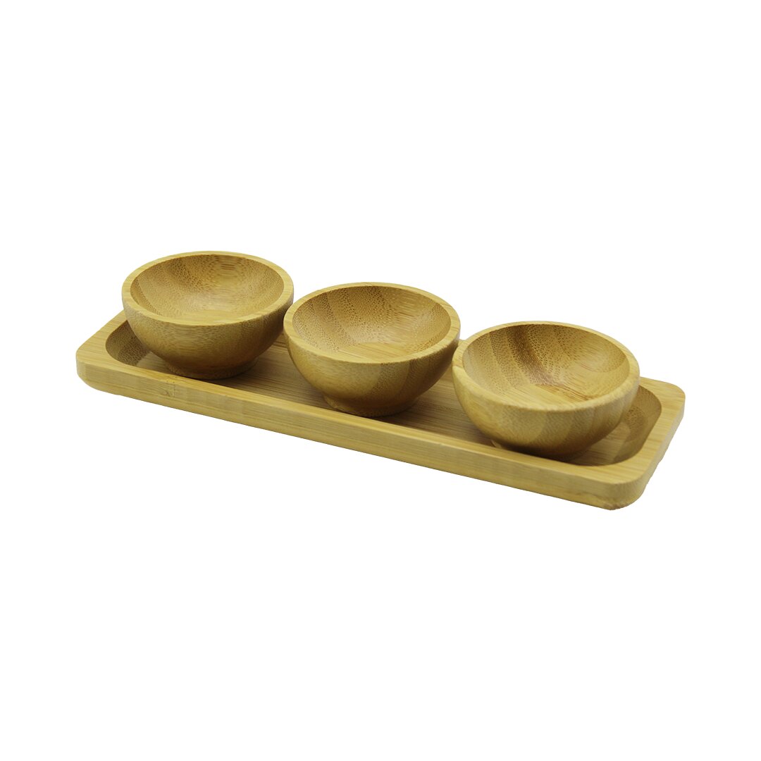 3PCS - SUNUM TEPSİLİ MİNİ - ÇAP: 6CM AHŞAP BAMBU LOKUMLUK - ÇEREZLİK KASE (5643)