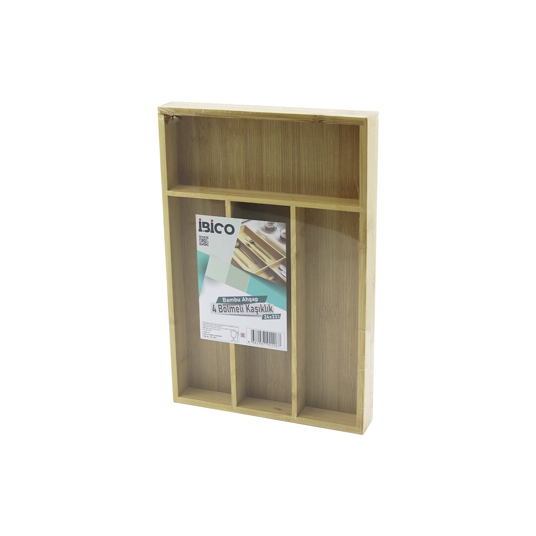 4 BÖLMELİ AHŞAP BAMBU KAŞIKLIK 24X33CM (5643)