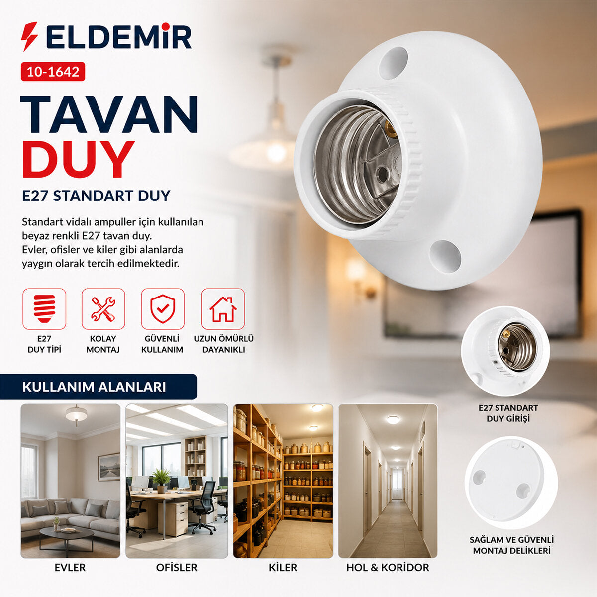 40 ADET E27 KOLAY MONTAJ TAVAN DUY (5643)