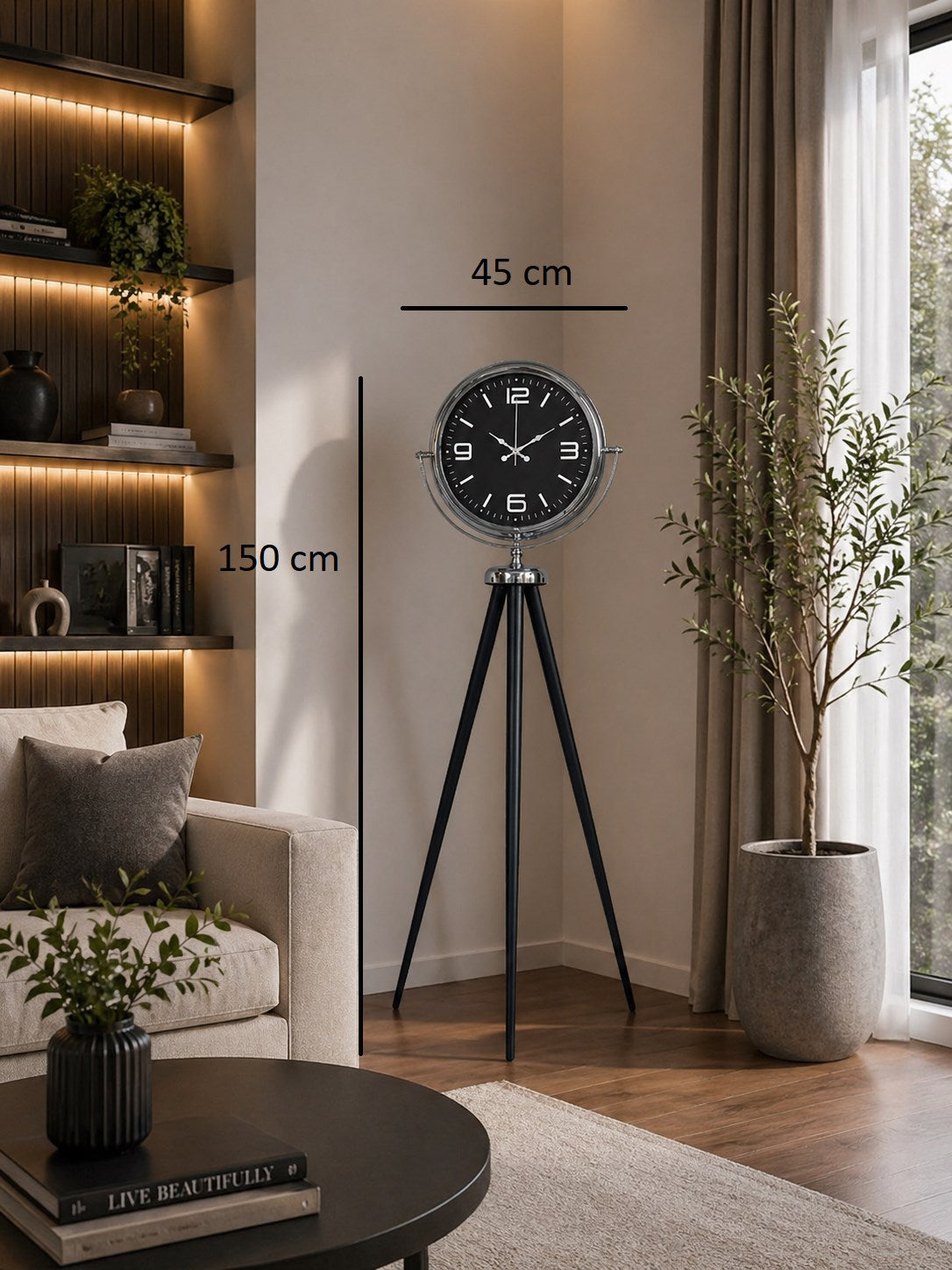 Krom Asil Tripod Ayaklı Saat