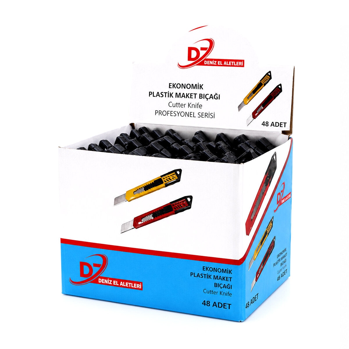 48 ADET EKO PLASTİK FALÇATA MAKET BIÇAK SARI (5643)