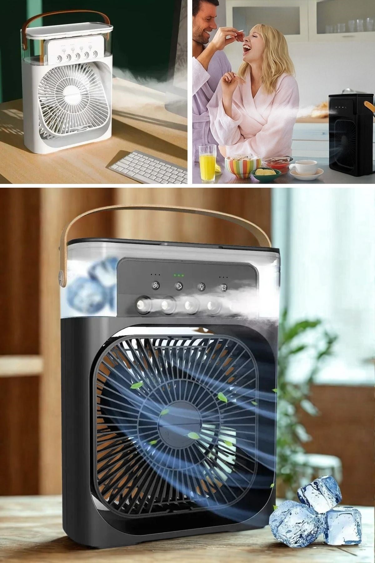 BUFFER® Taşınabilir 3 Farklı Mod Ayarlı 7 Farklı Led Işıklı Sulu Soğutmalı Taşınabilir Masaüstü USB Fan Vantilatör