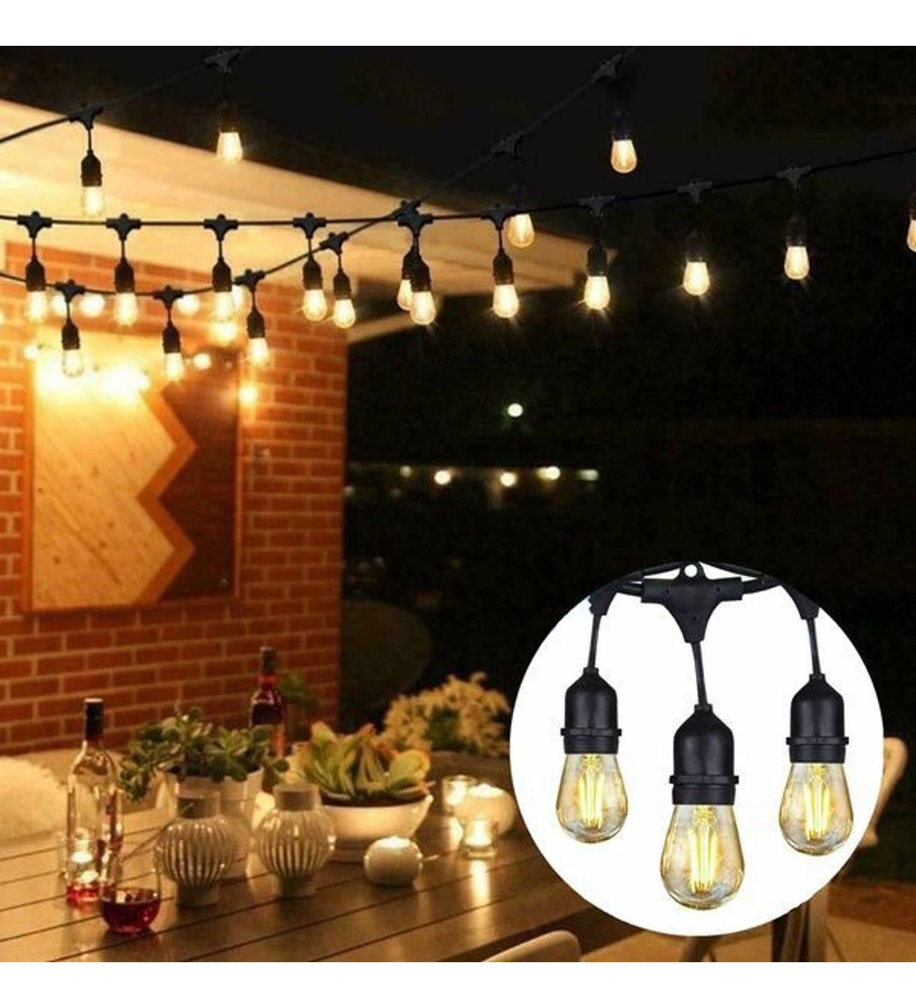 5 Metre Sabit Yanan Modlu 10 Ampul Parti Organizasyon Iç & Dış Mekan 2700k Led Aydınlatma Uzatma Fişli
