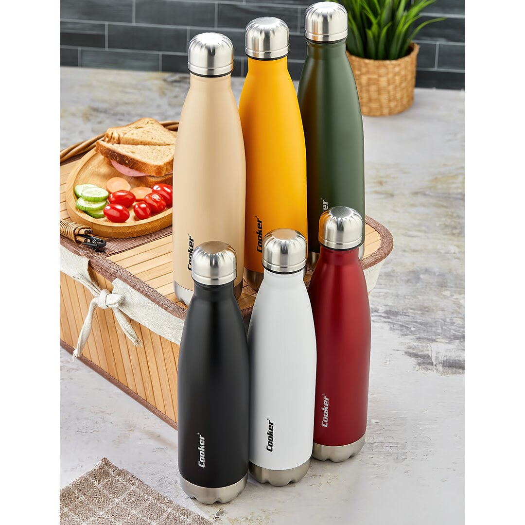 500ML RENKLİ ŞİŞE TERMOS PASLANMAZ ÇELİK - KAYDIRMAZ TPR TABAN (5643)