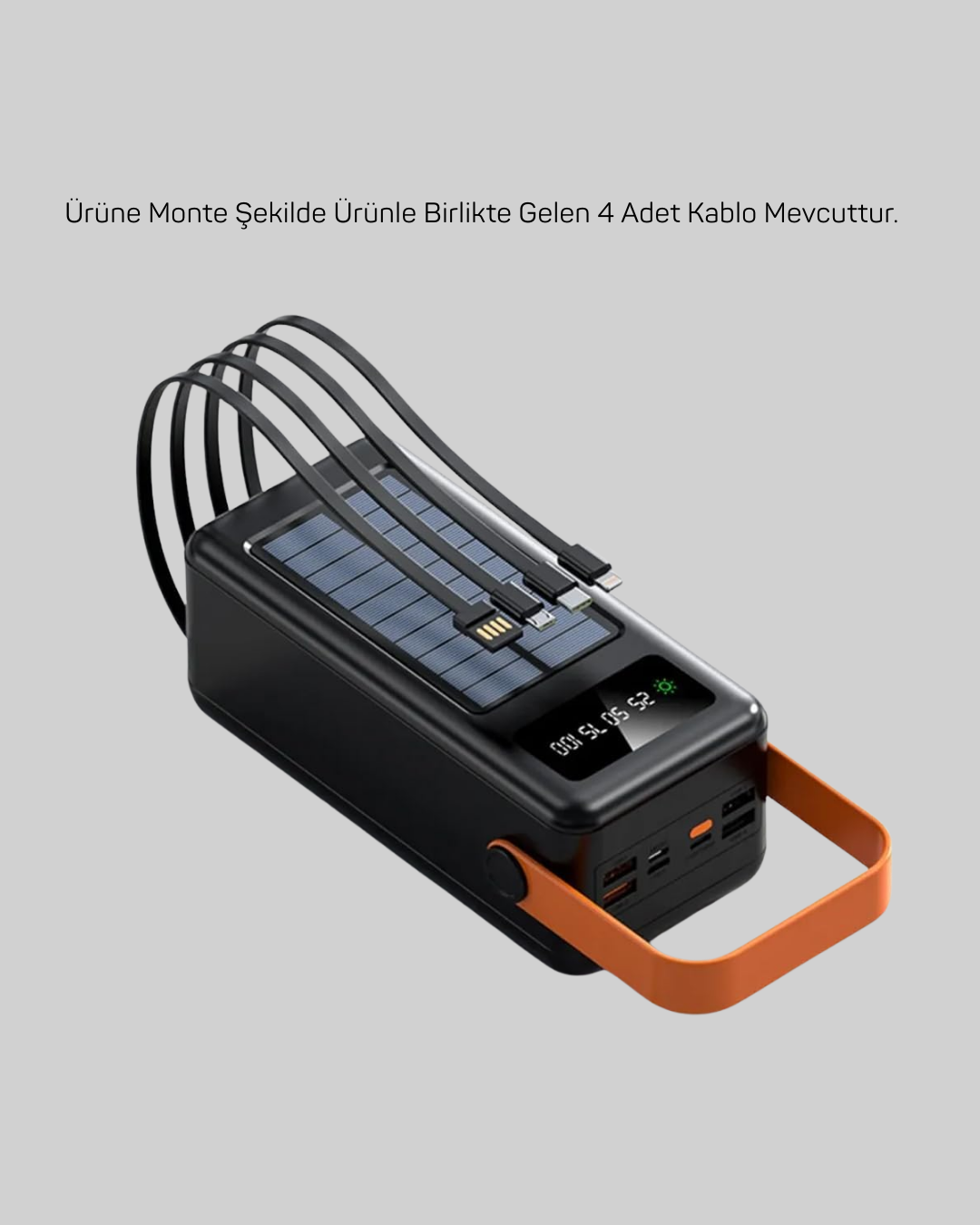 80000 mAh Yüksek Kapasiteli Powerbank Göstergeli Solar Şarj Cihazı