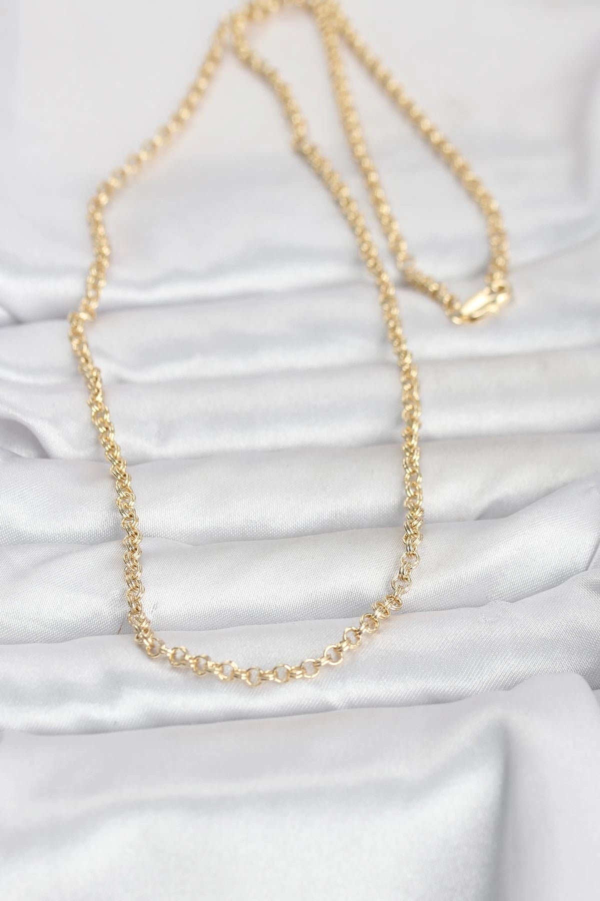 CM 14K Gold Renk Halka Zincir Model 60 cm Kadın Kolye