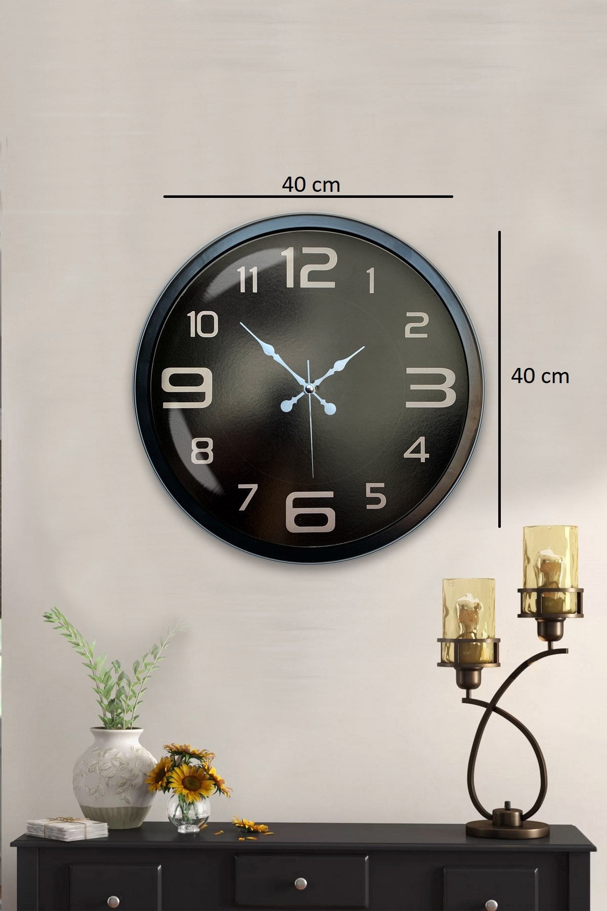 40 cm Siyah Metal Modern Duvar Saati