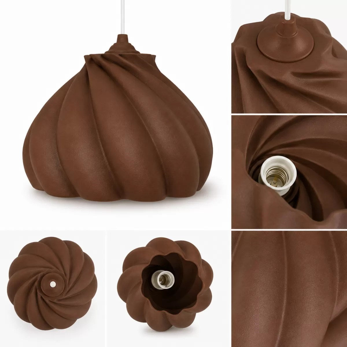 Pumpkin Tekli Avize Yatak Odası Mutfak Sarkıt Avize – Salon Ve Oturma Odası Aydınlatması 25x25 Cm Kahverengi