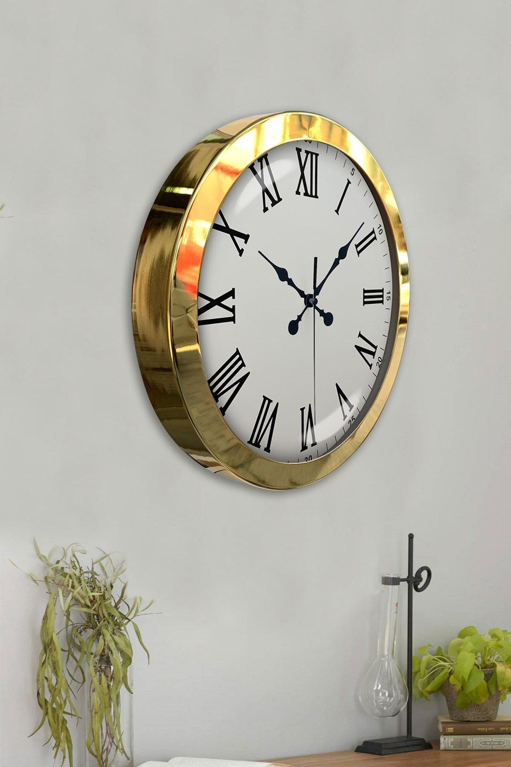 36 cm Gold Metal Roma Rakamlı Duvar Saati