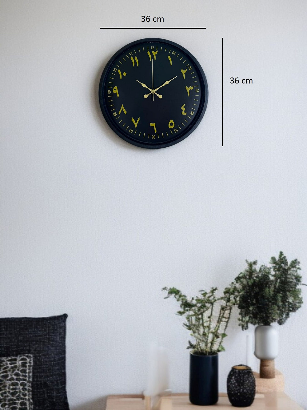 36 Cm Siyah Arapça Rakamlı Duvar Saati