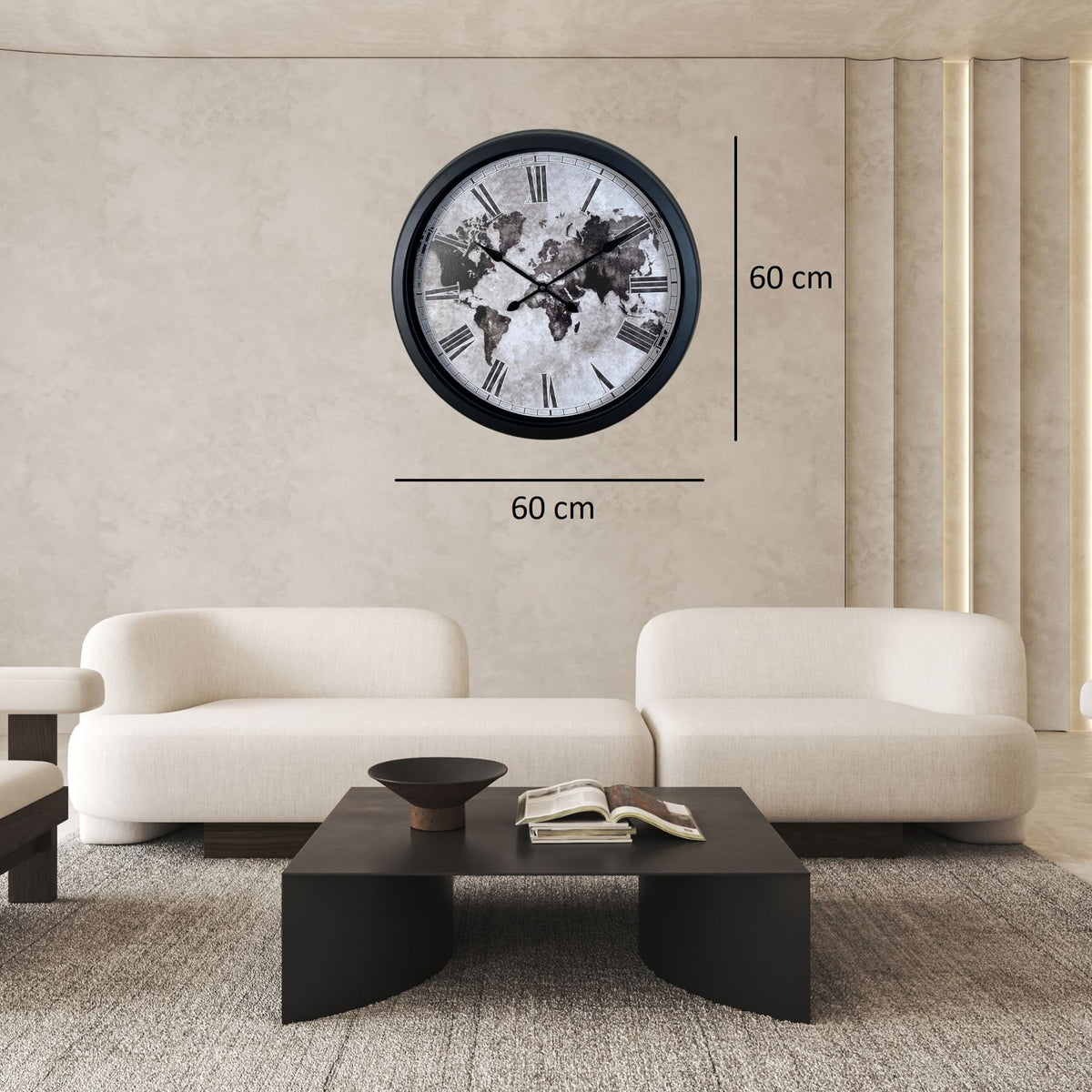Siyah Atlas 60 x 60 Cm Metal Duvar Saati