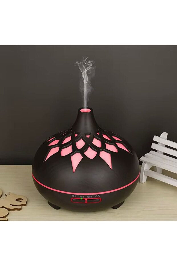 Aroma Difüzör Gece Işığı 7 Led DESENLİ Nemlendirici Kumandalı Buhar Makinesi 550 ml