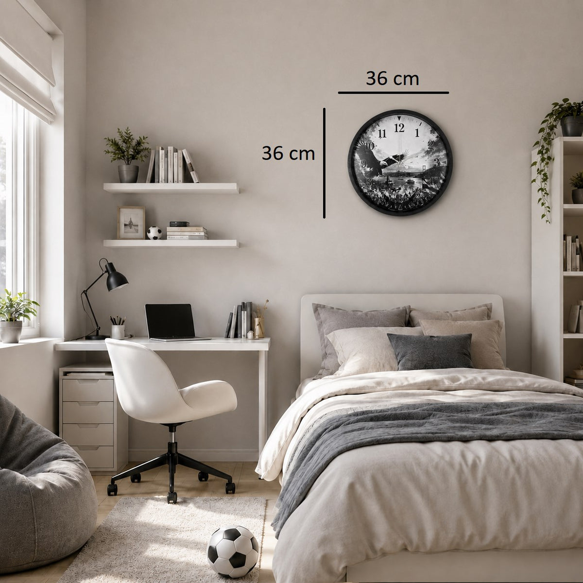 Siyah Efsane Kartal Taraftar Temalı 36 x 36 Cm Duvar Saati
