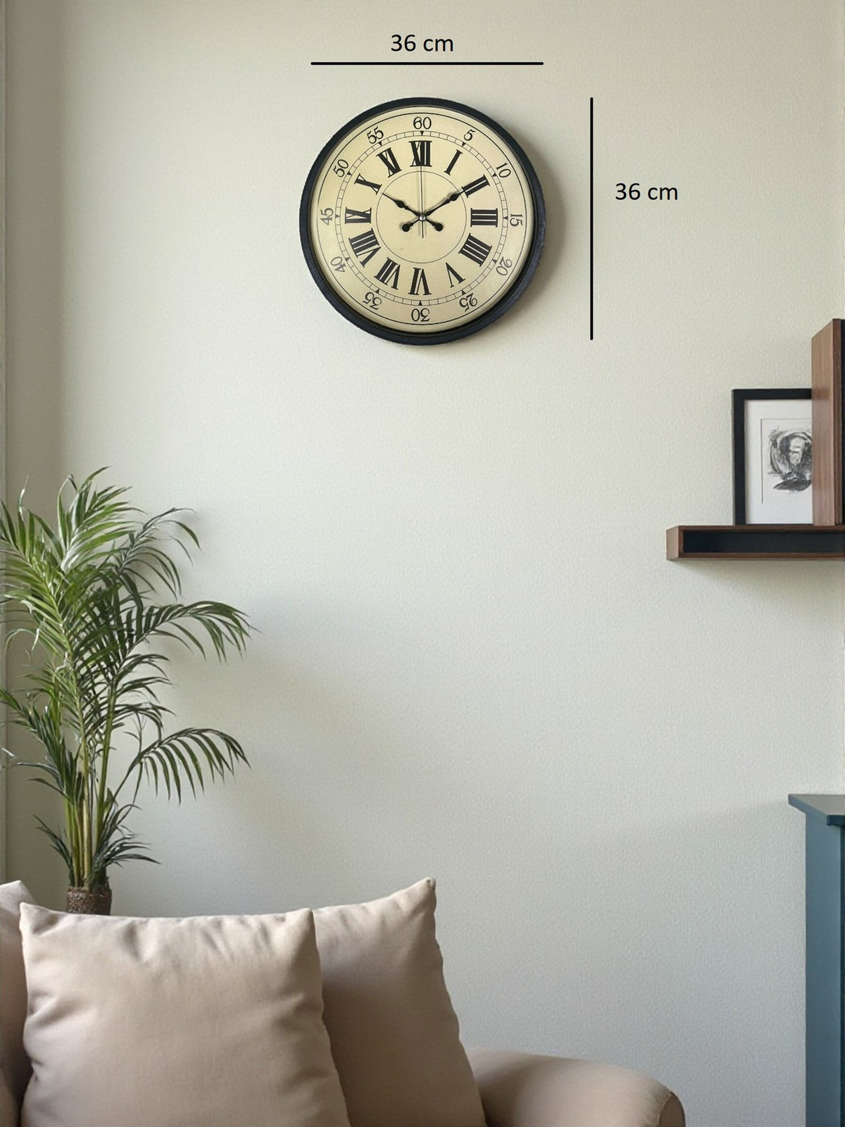 36 Cm Siyah Retro Tasarım Duvar Saati