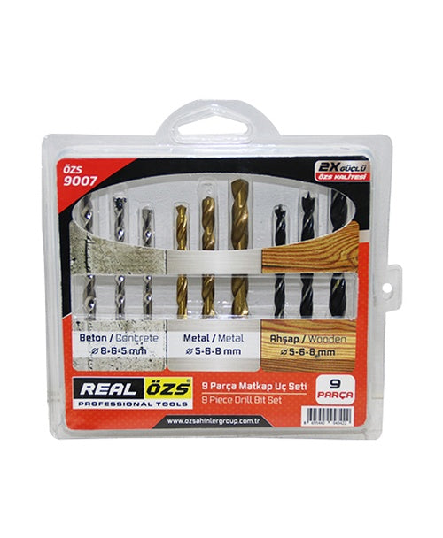9 PARÇA MATKAP UCU SETİ BETON - METAL - AHŞAP - 5-6-8MM (5643)