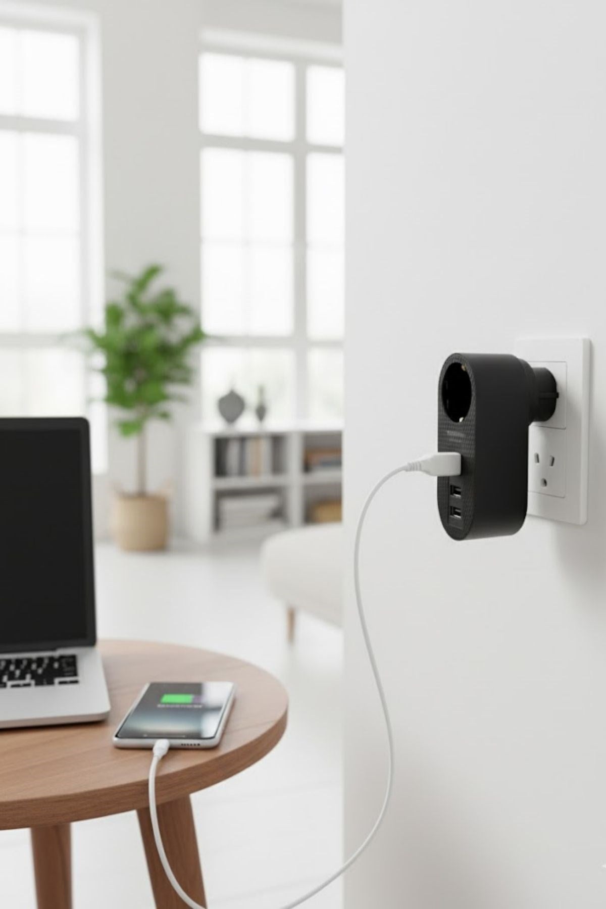 BUFFER® 2 USB,1 TYPE-C Girişli 1'li Çocuk Korumalı,Isıya Karşı Dayanıklı 2500Watt Termal Akım Korumalı Priz