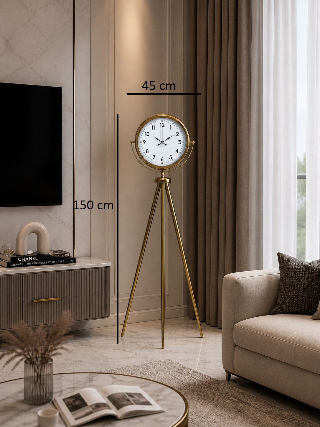 Royal Gold Tripod Ayaklı Dekoratif Saat