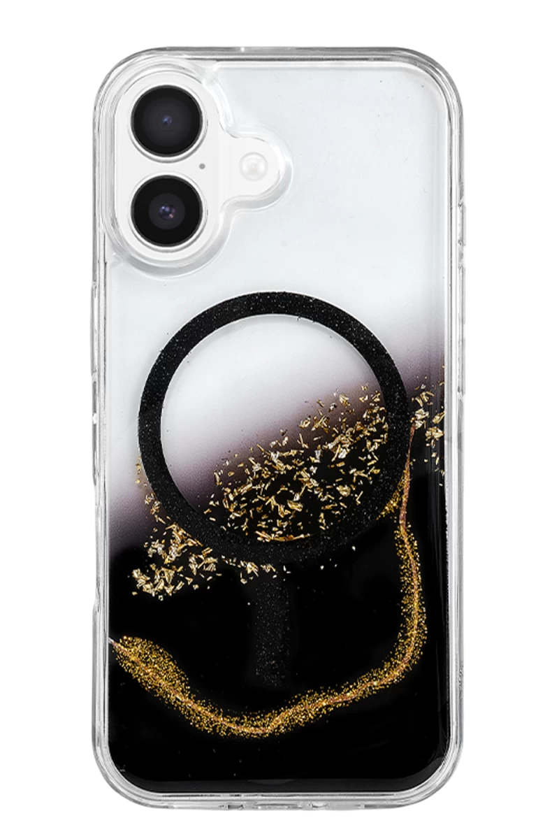 Onegif iPhone 16 Lotus Simli Magsafe Kapak - Siyah