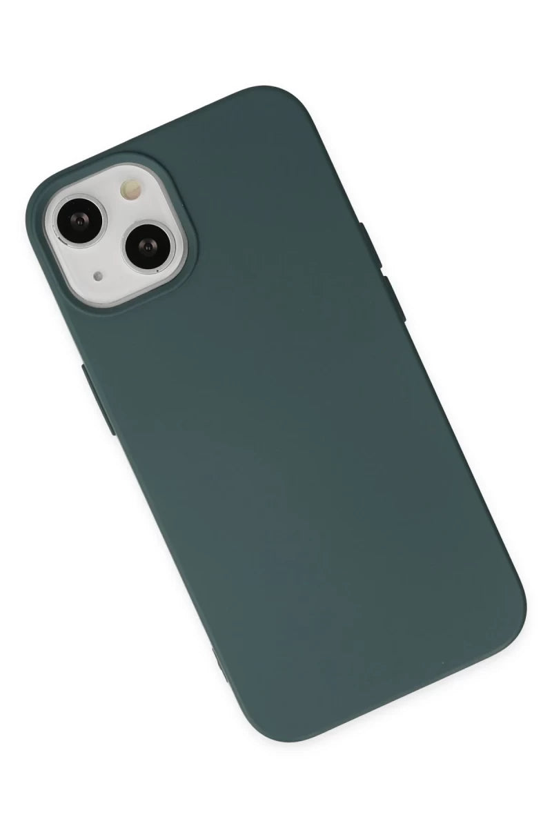 iPhone 14 Kılıf Nano içi Kadife Silikon - Koyu Yeşil