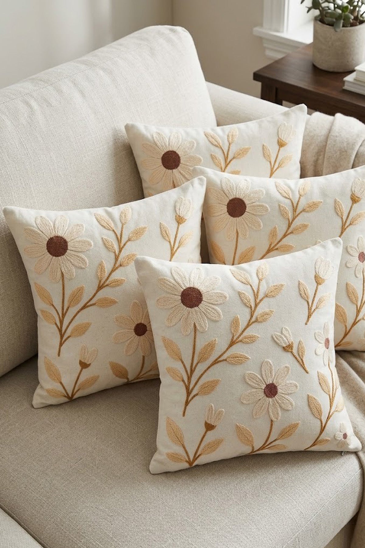 4lü Kırlent Kılıfı, Dijital Baskılı Çift Taraflı Kırlent Kılıfı 45x45cm