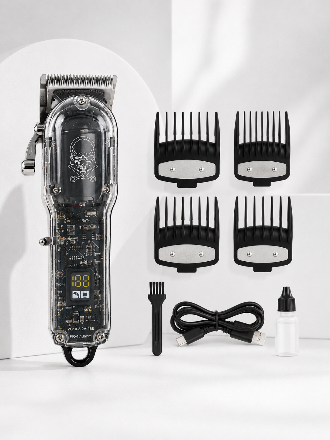 Erkek Saç Tıraş Makinesi Ayarlanabilir Bıçaklı 4 Taraklı 180 Dakika Kullanımlı LCD Ekranlı Şarjlı