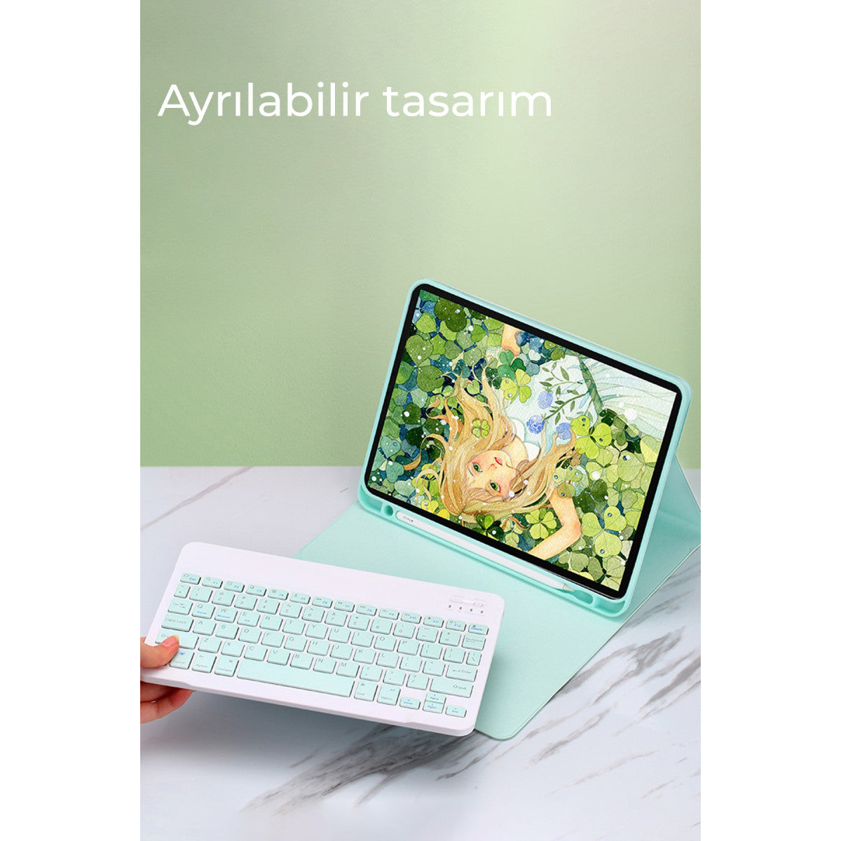 iPad 10.2 (9.nesil) Kılıf KC01 Smart Klavyeli Tablet Kılıfı - Siyah