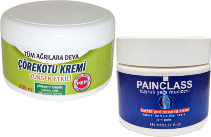 Çörekotu 2 Adet Çörek Otu Kremi Büyük XL Boy 200 ml Green + 150 ml Kuyruk Yağı Kremi Painclass