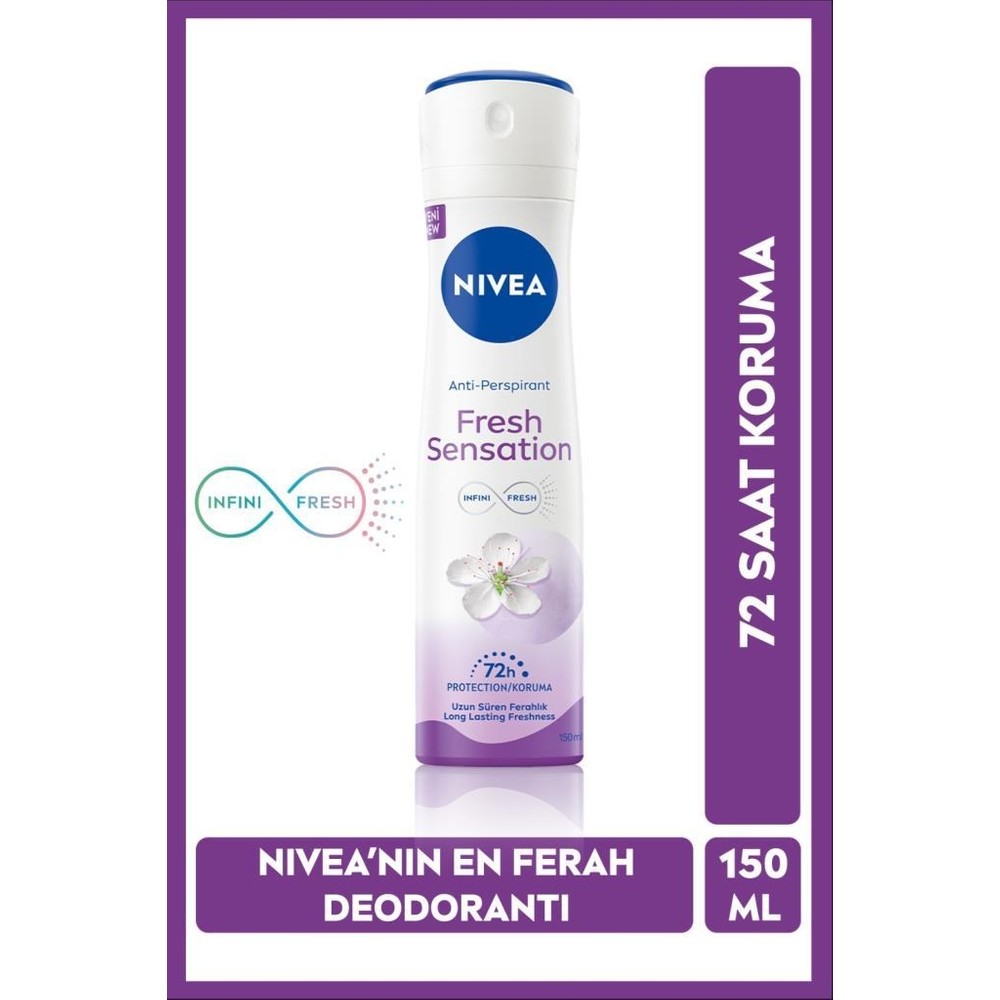Kadın Sprey Deodorant 150ml, 72 Saat Anti-perspirant Koruma
