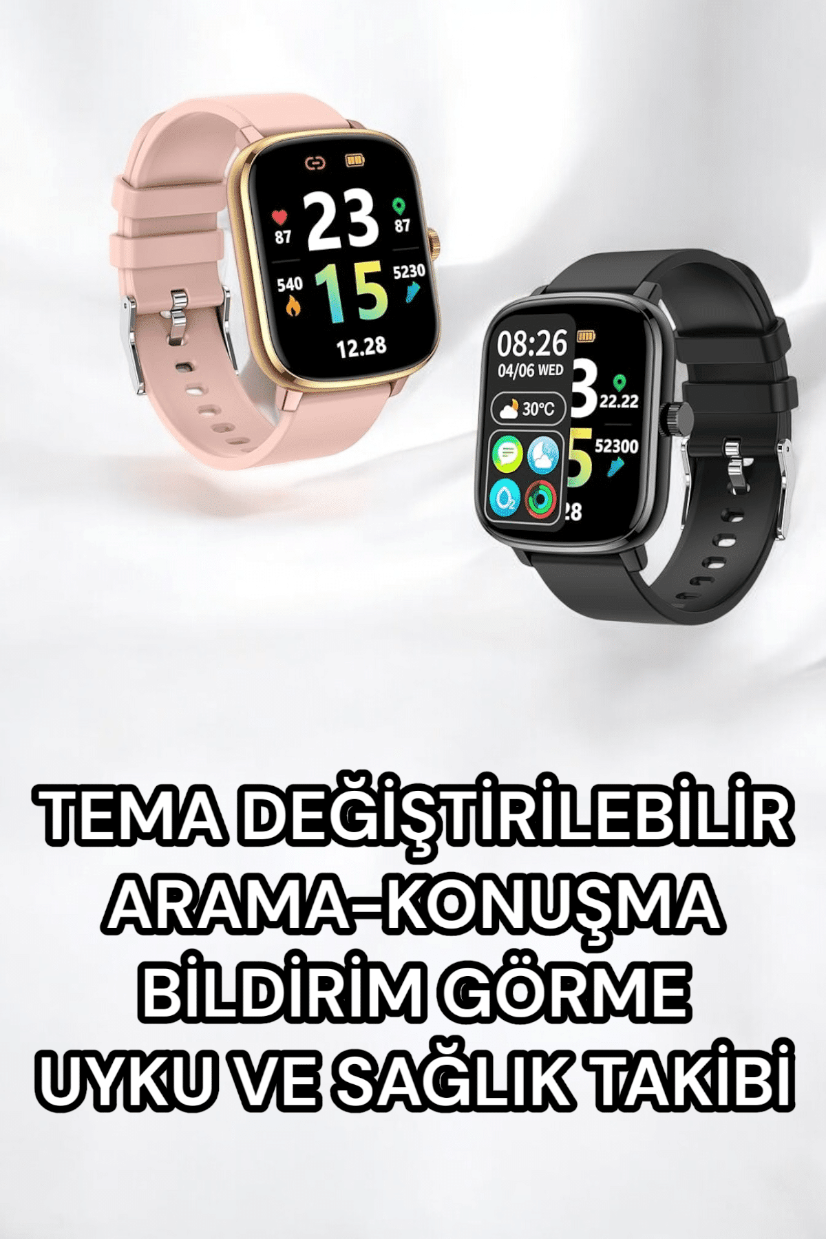 Titreşimli, Sağlık Takipli, Yeni Nesil Akıllı Saat 400mAh Batarya Kapasiteli