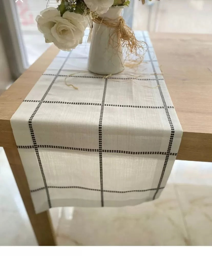 Masa Üzerine Runner, Masa Örtüsü Runneri Tek Runner Belena 30/130 cm Kahve Çizgili