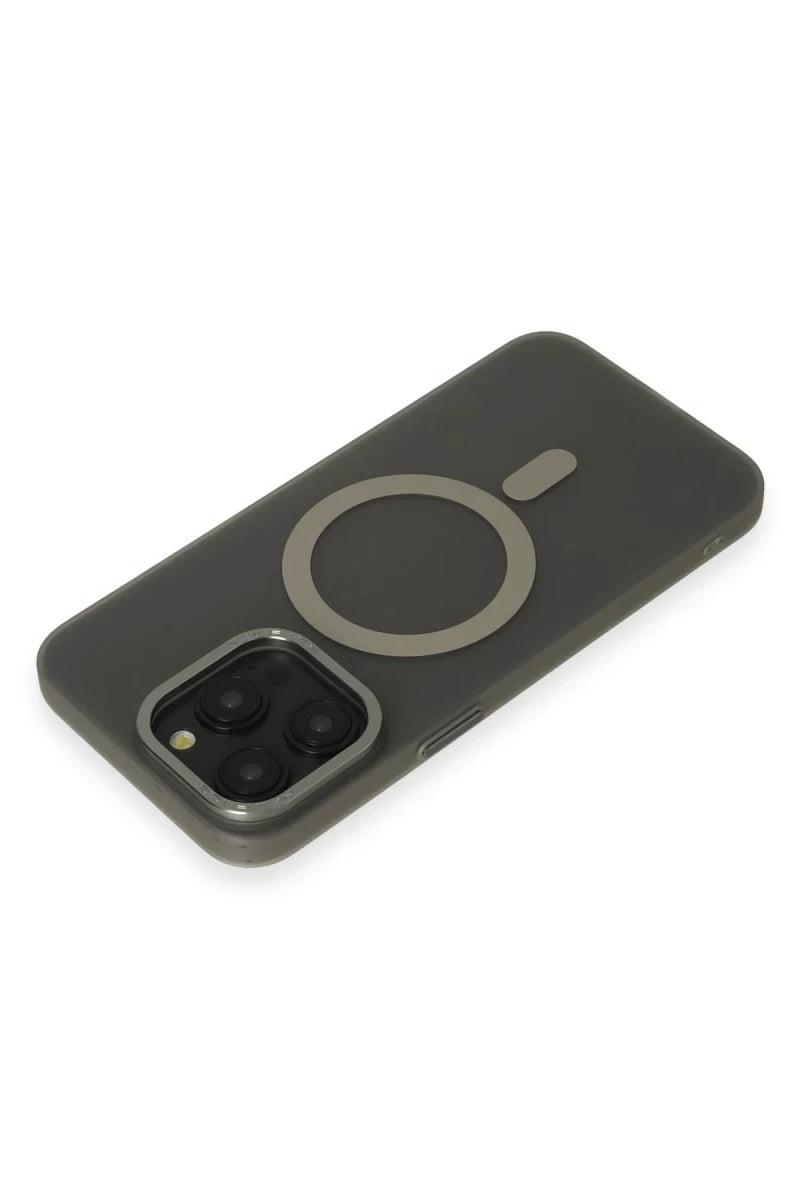 iPhone 15 Pro Max Kılıf Lodos Magneticsafe Mat Kapak - Titan Gri